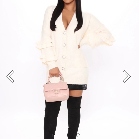 Fashion Nova Sweaters - Fashion Nova Cream Knitted Cardigan Sweater